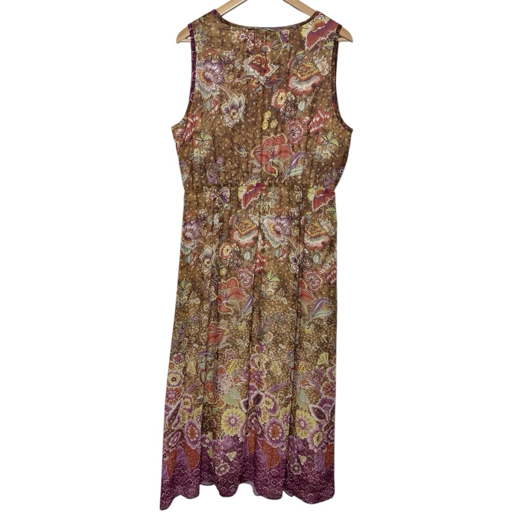 Chico's Maxi Dress Size 12 Sleeveless Boho Chiffon Floral Flowy Lined Summer - Picture 2 of 9